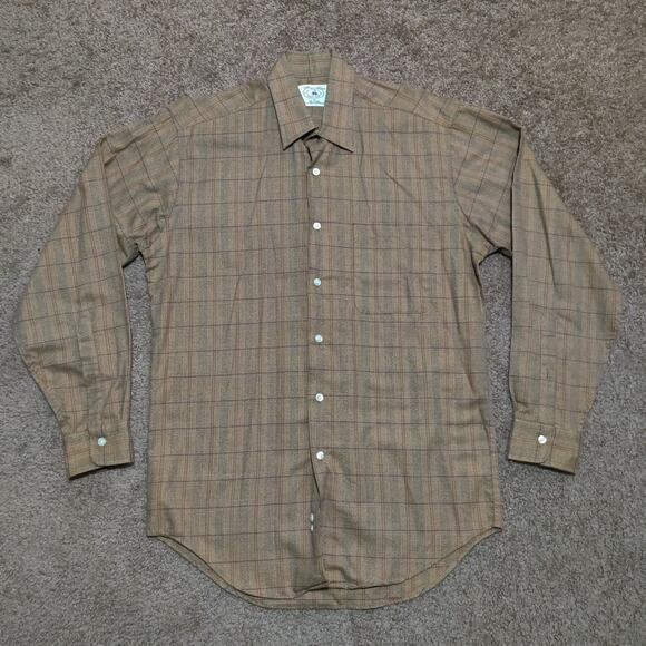 Brooks Brothers Shirt Mens Size S Button Up Light Brown Flannel Plaid - Picture 3 of 8